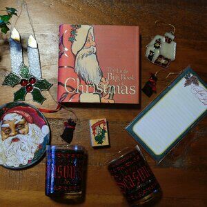 Vintage Christmas Décor Bundle – Book, Plates, Glasses & Ornaments